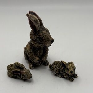 Charming Brown Rabbit Figurine Set of 3 Adorable